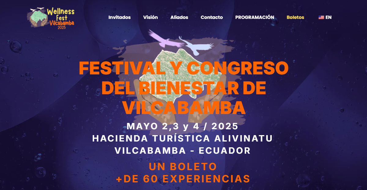 Captura del sitio web Wellness Fest Ecuador desarrollado por Creativos PachaMamita Ecuador