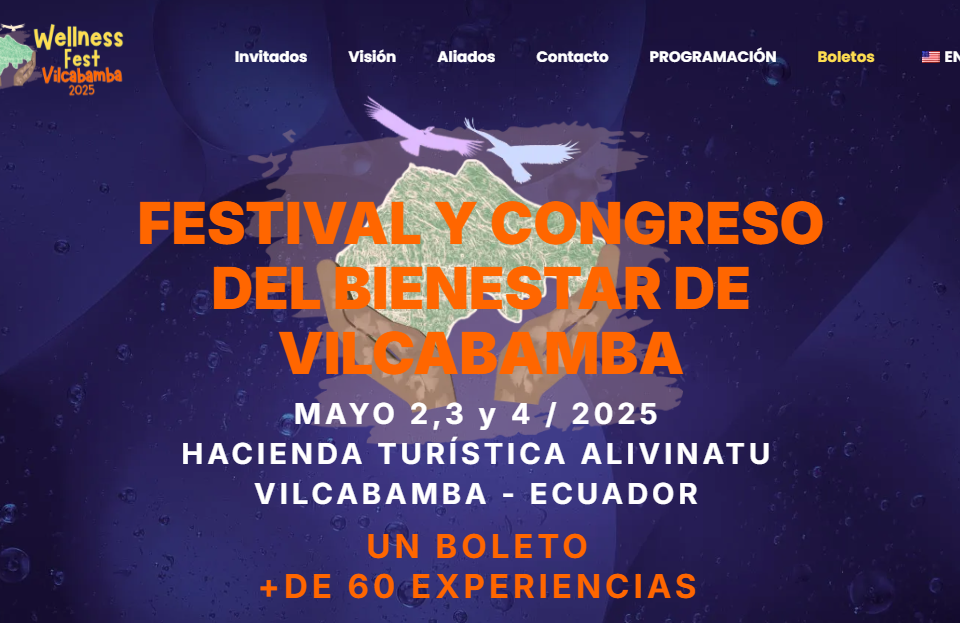 Captura del sitio web Wellness Fest Ecuador desarrollado por Creativos PachaMamita Ecuador