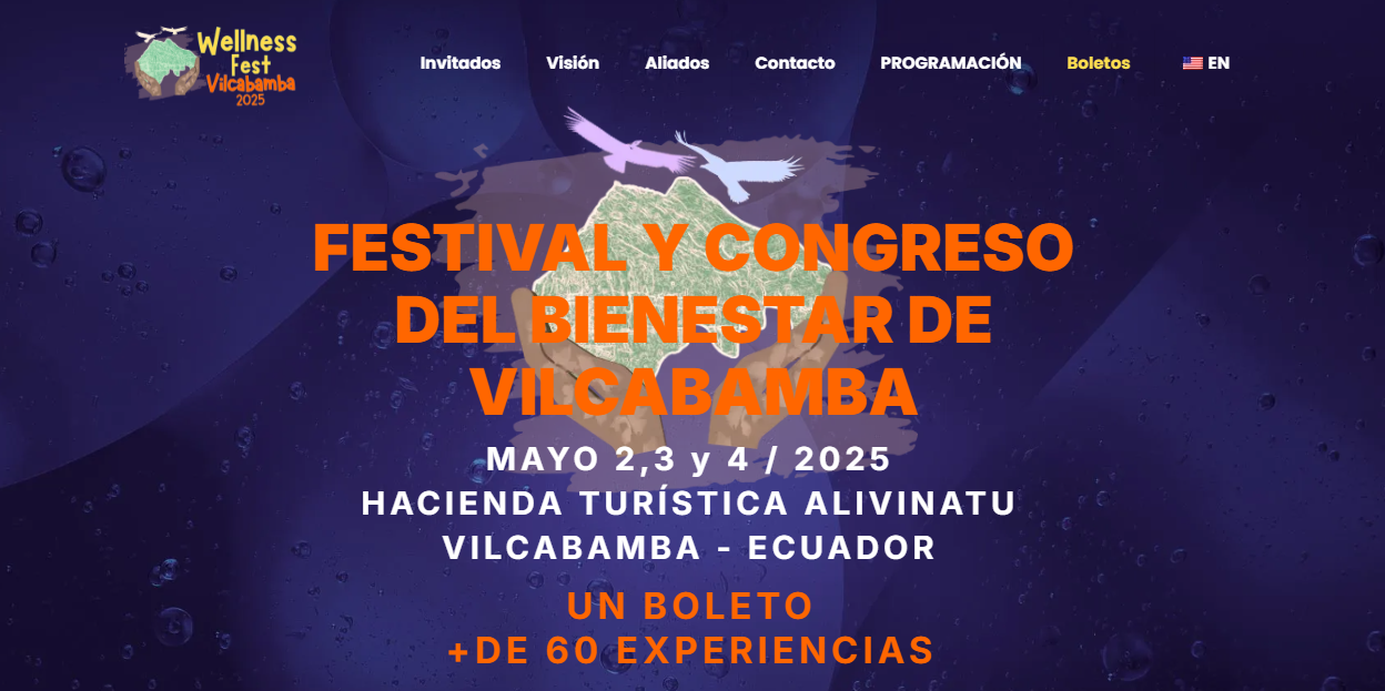 Captura del sitio web Wellness Fest Ecuador desarrollado por Creativos PachaMamita Ecuador