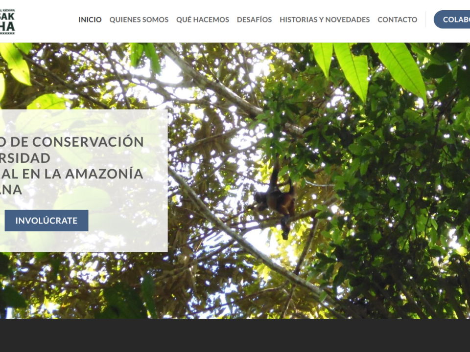 Portada de web Pueblo Ancestral Kichwa Kawsak Sacha